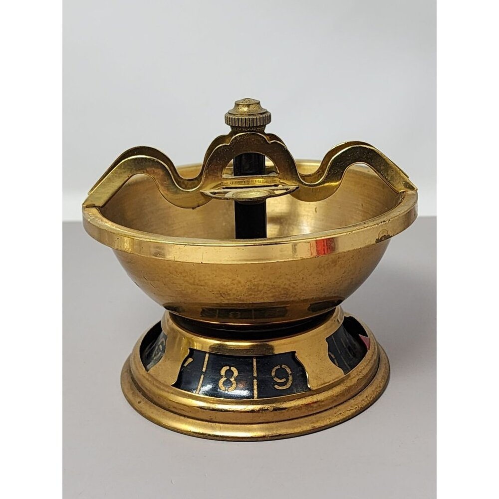 Vintage Brass Roulette-Style Ashtray With Rotating Spinner & Numbered Base
